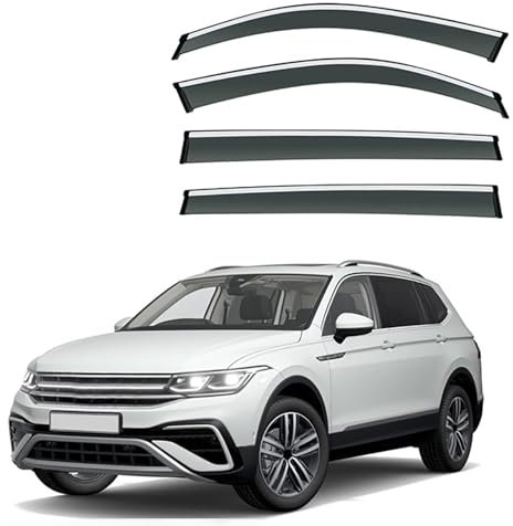 CQAQACQ Vier Stück Windabweiser Autofenster für VW Tiguan Allspace(7seat) MK2 2017 2018 2019 2020 2021 2022 2023, Windabweiser Langlebig Robust Auto Zubehör
