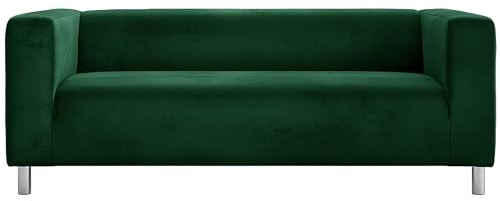 Cosy Burrows Klippan Bezug 180 cm für IKEA Klippan 2-Sitzer Sofa – Samt Sofabezug Flaschengrün, Massgefertigt, Waschbar, Tierfreundlich mit Reißverschluss & Klettverschluss