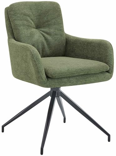 CLP Chaise pivotante Pickett en Tissu, Fauteuil pivotant 180° avec accoudoirs et Dossier, capacité de Charge jusqu'à 150 kg, Couleur:Vert