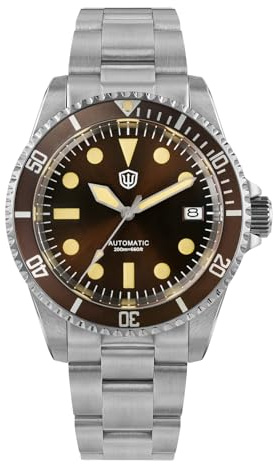 watchdives WD5513 Automatikuhren für Herren, Vintage Sub Taucheruhr, 38 mm, Saphirglas, Armbanduhr mit NH35-Uhrwerk, 200 m Wasserdicht