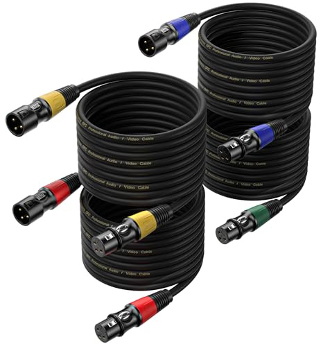 BEITSZ XLR-Kabel Mikrofonkabel 5m 4 Pack,Stecker auf Buchse,3-poligen Adapter XLR Stecker auf Buchse Kabel für Studio-Recorder, Mikrofon, Mixer, Lautsprechersystem