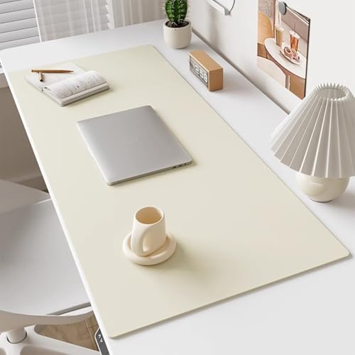 Schreibtischunterlage, PU-Leder, Tischunterlage, rutschfest, für Büro, Computer, Desktop-Matte, wasserdicht, große Gaming-Mauspads für Arbeit, Zuhause, Schule (Weiß, 100 x 60 cm)