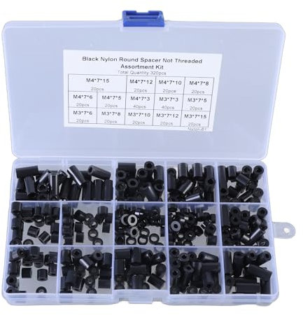 Nylon-Abstandshalter, 320-teilig, mehrere Größen, ohne Gewinde, Nylon-Isolierung, elektronische Komponente für Leiterplatten und Schrauben