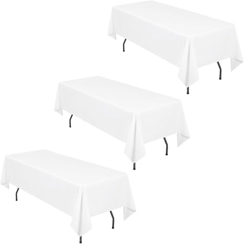 GYTFOG 3 Pcs Rectangle Tablecloth, White Table Cloth Party, 137x183 Cm Plastic White Table Cloth for Rectangle Tables, for Wedding,Restaurant,Party,Banquet