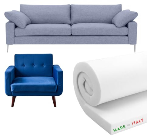 TENDAGGIMANIA Schaumstoff Polster 100 cm x 200 cm-Schaumstoffplatte Hohe Dichte 18-25-30 - Dicke 1-10 cm -Polster Schaumstoff für Sofa, Kissen,Sessel, Camping, Polsterung (Dichte 18- Dicke 1 cm)