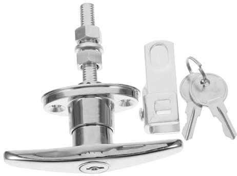 Verrou à Poignée en T avec Clés Haute Sécurité pour Portails | Cylindre Intégré, Format 1 Pièce, Prise Ergonomique, Compatible Portes de Garage Extérieures