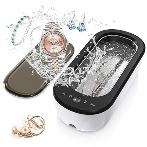 Limpiador ultrasónico de 47000 Hz, limpiador ultrasónico de alta frecuencia, 50 W, limpiador de gafas con 3 modos para limpiar relojes, gafas, dentaduras postizas, joyas y cosméticos