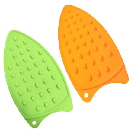 Healifty 2 pezzi Tappetino Isolante in Silicone per da Stiro Protezione Termica Antiscivolo Resistente al Calore Pad per Superfici Sicure in Cucina e Tavolo Verde e Arancione