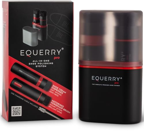 Equerry Electric Shoe Polish Kit,Equipped with 50ml Black Shoe Polish and Motorised Horse Hair Shoe Brush in One Unit for Leather Items Cleaning and Shinning