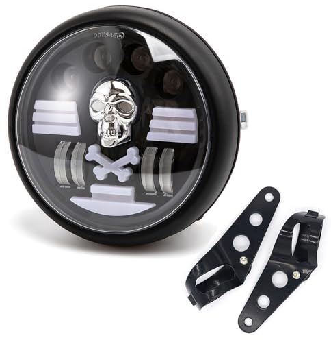 Motorrad scheinwerfer 7'' LED Runder Frontscheinwerfer Mit Halterung für Cafe Racer bobber Chopper V Rod CB900 CB400 CB750 CB1300 CB1100 Hornet 250 (Style A)