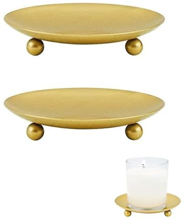 HUVZOR 2 Stück Kerzenhalter, Kerzenhalter Stumpenkerzen für Kerzen bis 9 cm, Kerzenhalter für Tischdekoration Kerzenhalter, Hochzeit, Gebet, Familie Party und Dekoration, Gold