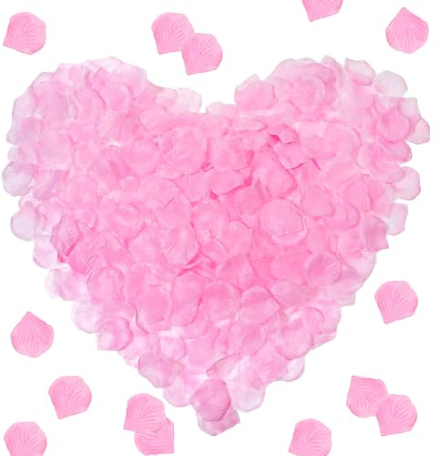 Aphumedc 1000PCS Fake Pink Petals, Artificial Rose Petals for Galentines Day Decorations, Pink Flower Petal for Proposal Girl Party Valentine's Day, Romantic Decor for Special Night