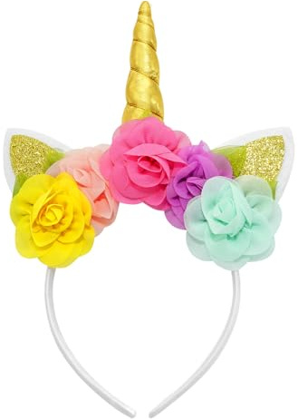 HSSPYY Einhorn Kostüm Set – Haarreif mit Horn & Flauschiger Schwanz – Einhorn Accessoire für Damen & Herren – Perfekt für Halloween, Kostümparty, Fasching, Festival & Motto Party