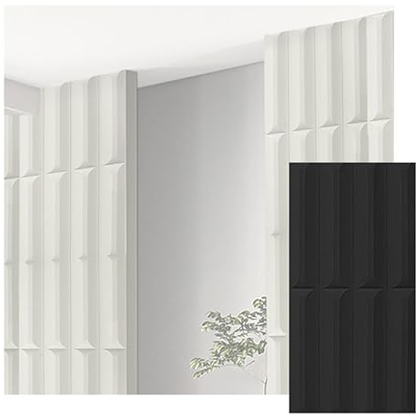 XLIHAWY Wall Panels, PU Wall Panels for Interior Wall Decor, Separation Entrance Decor, Lightweight Wall Brick Block for Mall Hotel(Black,0.6x1.2m/23.6x47.2in/4pcs)
