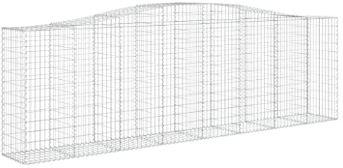 Nqyjm Maschendrahtzaun für Garten, Gabionen, gewölbt, 10 Stück, 400 x 50 x 120/140 cm, verzinktes Eisen, Gabionenwand, Steinkäfig, für Terrasse, Außenbereich, Rasen, Modell 1