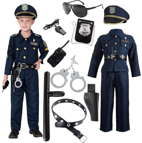 Polizei Kostüm Kinder, Polizei Kostüm für Kinder, Polizei Spielzeug für Kinder Jungen Polizeibeamten-kostüm with Accessoires für Fasching Halloween Karneval Cosplay