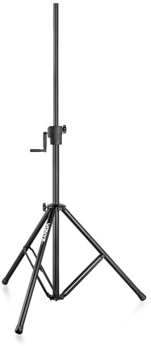Vonyx LS93 Wind-Up Lautsprecher Stativ mit Handkurbel - Boxenständer, Höhenverstellbar bis 205 cm - Stabiler Lautsprecherständer mit 70 kg Tragkraft, Lautsprecherstativ mit Schraubgewinde zum Kurbeln