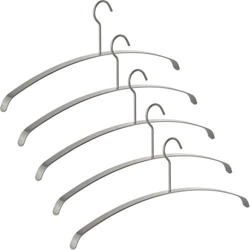 5 Stück Kleiderbügel echt Edelstahl gebürstet 455 x 20 x 185 mm Garderobenbügel Bügel für Flurgarderobe von SO-TECH
