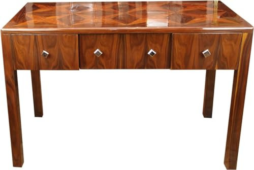 Casa Padrino Art Deco Sekretär Braun Intarsien 129 x 66 x H86 mit 3 Schubladen - Designer Schreibtisch