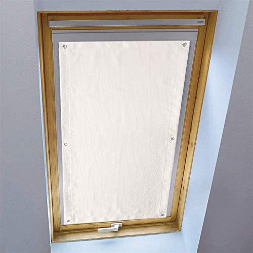 LIVEINU Dachfensterrollo für Dachfenster Verdunkelungsrollo Sonnenschutzrollo UV Schutz Thermo Rollo mit Saugnäpfe Ohne Bohren 100% Blickdicht für Reisen Autos 96x140cm Beige Jacquard
