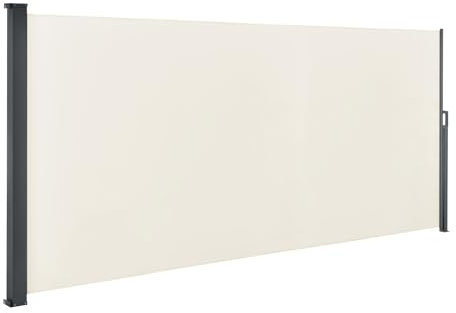 Juskys Tenda da sole laterale Dubai 500 x 160 cm estensibile e coprente, frangivista e frangivento per balcone e terrazza, tenda a rullo laterale con supporto a muro - beige