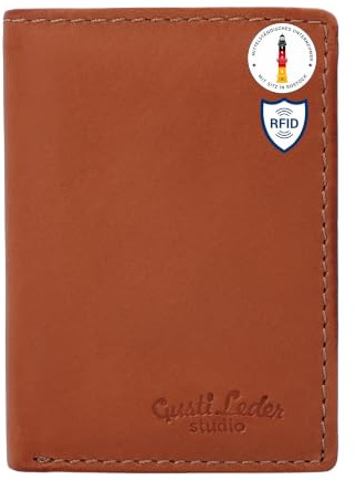 Gusti Leder Geldbörse Herren Gabe - RFID-Schutz Kartenetui Braun – Portemonnaie Brieftasche klein Vintage Portmonee robust mit viel Platz für Karten & Bargeld