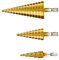 3PCS Foret Fraise Meche Etage, Triangle Conique Titane Foret Fraise, 4-12/20/32 mm, HSS Inox Metal, Pour Visseuse Percage sur Acier, Laiton, Bois, Plastique