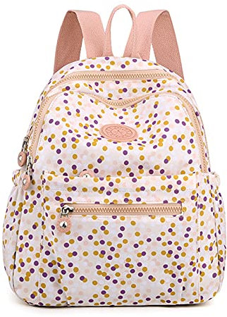 PORRASSO Damen Rucksack Mode Daypack Mädchen Schultasche Frauen Leicht Rucksäcke Nylon Tasche für Schule Arbeit Reise Punkte