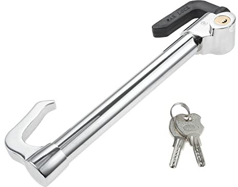 HZ-MONSTAR Bloccasterzo universale per volante, antifurto, con 2 chiavi, retrattile, doppio gancio di sicurezza, in acciaio inox, per auto, camion, furgoni e SUV
