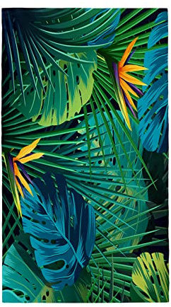 Surwin Strandtuch Schnelltrocknend Sandfrei, Blätter Muster Strandtücher Mikrofaser Groß Badetuch Leicht Handtücher für Urlaub Reise Strand, für Damen Männer Kinder (Tropisch Stil,80x180cm)
