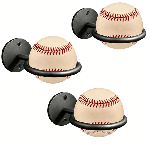 BIHOMIFI Baseball- und Softball-Display, Erinnerungsstück-Halter, Baseballschläger-Aufbewahrung, Baseball-Display-Halter, robuste Wandhalterung, Regal für Sammlerstücke, schwarz, 3 Stück Hardware im