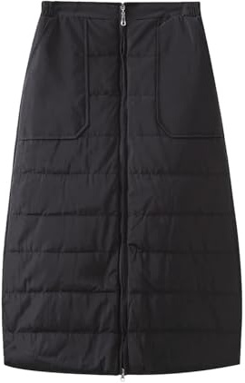 Aisongyuan Gonna Invernale da Donna isolata, Calda, con Cerniera Frontale, Imbottita, Trapuntata, con Tasche, Nero, L