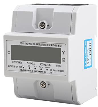 Cozyel Wechselstromzähler Drehstromzähler Stromzähler 3-Phasen 4-Draht Hutschiene LCD Digitaler Stromzähler Drehstromzähler Geeicht Stromzähler für DIN Hutschiene Wechselstromzähler 230v 400V 5-100A