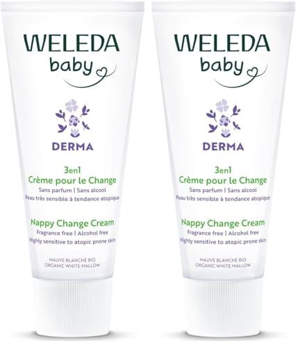WELEDA - Crème pour le Change Mauve Blanche - Protège, régénère et apaise les irritations du siège des bébés - Peaux très sensibles ou à tendance atopique - NATRUE* - 50 ml (Lot de 2)