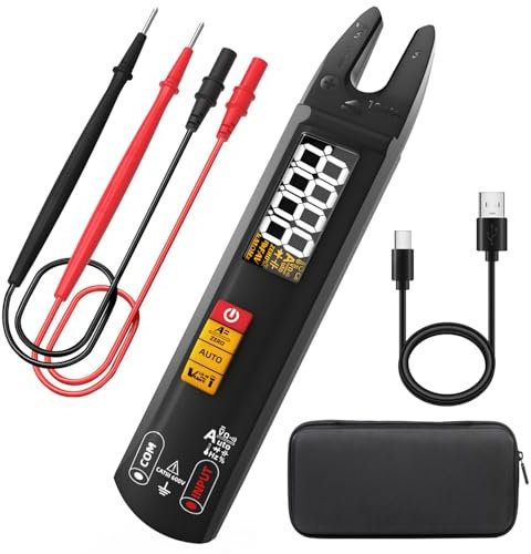 BSIDE U1 Mini Digital Multimeter Open Jaw Clamp Meter AC DC Large Colour LCD Smart Multifunction Tester for Voltage Current Resistance Continuity, Capacitance Hz NCV Live Wire Tester Rechargeable