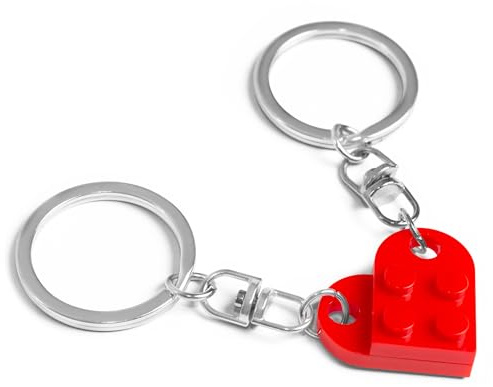 315 Supplies Brick Heart Keychain for Couples - Matching Keyrings, Boyfriend Girlfriend Keychain, Couple Hearts Keyring (2pcs)