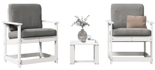 Rantry 3-TLG. Gartenlounge Set Gartenmöbel Set Balkonmöbel Loungesofa Balkonsofa Gartensofa Ecklounge Garten Sitzgruppe Loungemöbel Terassenmöbel Weiß Massivholz Kiefer