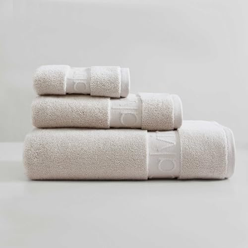 Calvin Klein - Bath Towels, Super Soft Premium Cotton Towels with Zero Twist Construction, Oeko-Tex Certified (Iconic Solid Beige, 3-Piece)