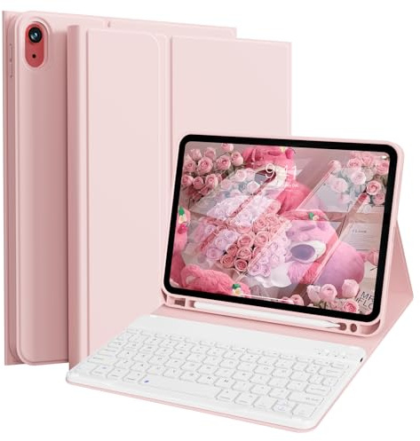 GKABXY Case With Keyboard for iPad A16 11th/10th Generation 2025/2022 | For iPad 11th/10th Gen 11/10.9 inch, Magnetically Detachable Wireless Bluetooth Keyboard, Slim Folio Protective, Pink