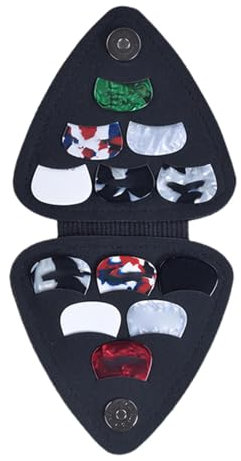 Gitarren-Pick-Halter, Plektrum-Etui,Tragbarer Plektrenhalter mit 12 Plektren | Plektren-Aufbewahrungs-Organizer, Gitarren-Pick-Vitrine, Gitarren-Plektren-Tasche für akustische E-Gitarre, Bass