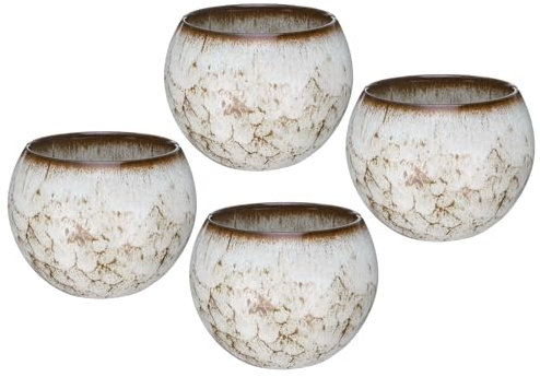 QUARKZMAN 4uds Mano Hecho Té Tazones 150ml/5 oz Horno Cambio Chino Japonés Té Taza Cerámica Gong Fu Té Juego para Oficina Hogar Regalos, Blanco
