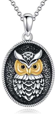 YAFEINI Eulen Kette Schmuck Geschenke für Damen Herren Sterling Silber Halskette mit Eulenanhänger im Vintage-Stil Weihnachtsschmuck für Frauen (Eule)