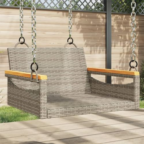 Somanki Hängesessel Grau 63x62x40 cm Poly Rattan, Garten Möbel, Hängesessel Outdoor, Jugendzimmer, Hängestuhl, Hanging Chair, Liebesschaukeln, Hängeschaukel Outdoor - 368162