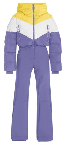 Fisoew Womens One Piece Ski Suit Warm Waterproof Snowsuits Winter Snow Jumpsuits Outdoor Sports Outerwear