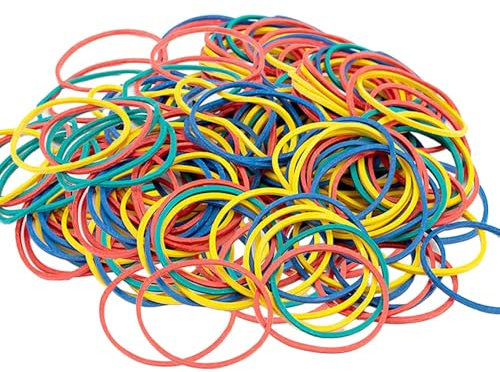125 Stück Bunte Gummibänder, 38 mm Gummiband klein Gummiringe Gummis Haushaltsgummi Gummiringerl Elastizität für Zuhause Schule Büro