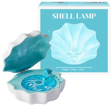 Sxhlseller Shell Waves Speaker Cordless, Northern Lights Lumena Lamp Record Player, Ocean Wave Projector Light, Shell Waves Bluetooth Speaker for Bedroom Home Decor (Blue)