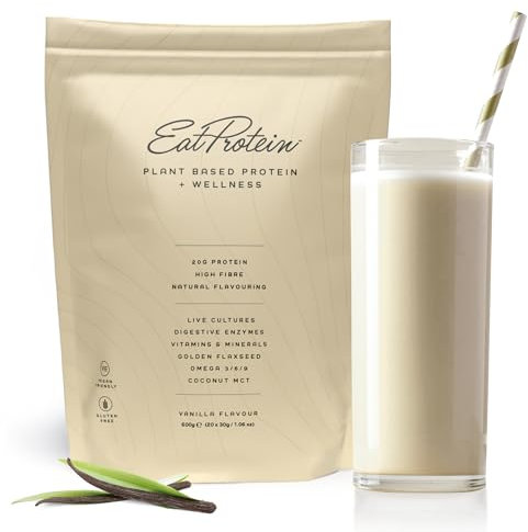 EatProtein Vegan Protein Powder Designed for Women | 600g | 20g Pea Protein with Added Vitamins, Fibre & Live Cultures | Dairy, Lactose, Gluten & Soy Free Plant Based Protein Shake | UK Made | Vanilla