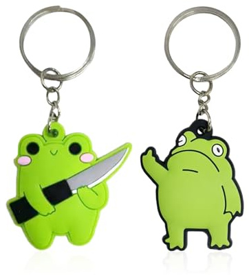 2 Stück Frosch-Schlüsselanhänger, Kreative Personalisierte Schlüsselanhänger, Süße Cartoon-Grüne Schlüsselanhänger, Süße Taschenanhänger, Interessante Schlüsselanhänger