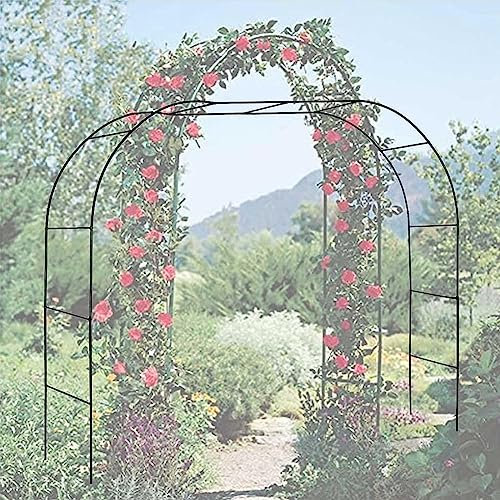Arche de jardin extra large en métal robuste avec support de fleurs pour plantes grimpantes, arche solide pour décoration de jardin, noir, 1,4 m de largeur x 2,3 m de hauteur