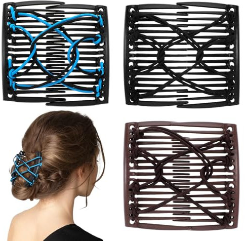 Mabor Lot de 3 peignes à cheveux à clipser, petites, flexibles, magiques, élastiques, extensibles, pour femme, accessoires de coiffure pour femme et fille